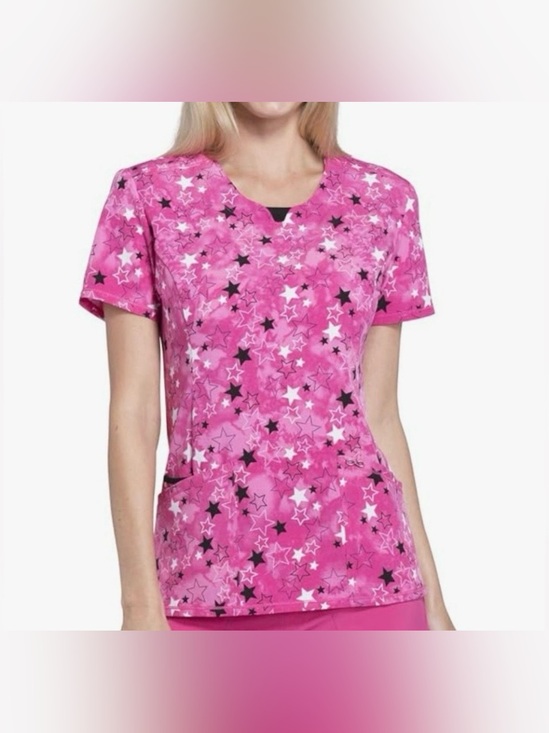Cherokee Infinity Tops - Cherokee Infinity stars scrub top in pink